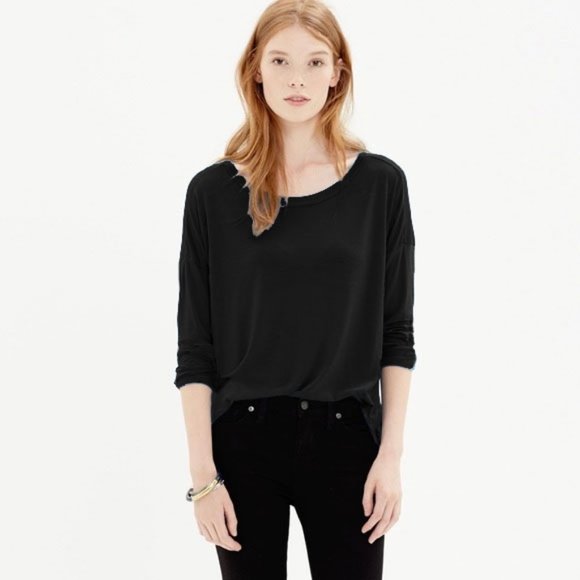 Madewell Tops - Madewell Black Rawedge Long Sleeve Shirt
